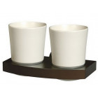 Support verre à dent double série madagaskar nickel brossé et bois
