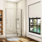 Porte de douche pivotante avec 1 élément fixe en verre anticalcaire 6 mm - Dimensions au choix