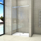 Porte de douche coulissante 130 x 195 cm en verre anticalcaire 8 mm installation en niche
