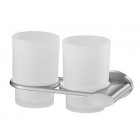 Support verre à dent double nickel brossé mat série side