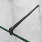 Paroi de douche à l'italienne - verre trempé clair ep.8mm - en aluminium - noir mat - avec barre de fixation 140cm en carré - Hauteur 200 cm - Largeur au choix 