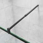 Paroi de douche à l'italienne - verre trempé clair ep.8mm - en aluminium - noir mat - avec barre de fixation 70-120cm - Hauteur 200 cm - Largeur au choix 