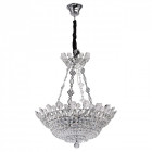 Suspension chromée crystal 12 ampoules 140 cm