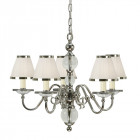 Chandelier tilburg, nickel poli, 5 abat-jours blancs