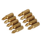 10 embouts dorés Pozidriv - PZ1