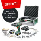 Perceuse visseuse TOOLBOX PSR 18li-2 3X2,5Ah + 241 accessoires BOSCH 060397330P