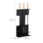 Ensemble serviteur de cheminée 4 pièces acier accessoire pelle balai support tisonnier noir helloshop26 13_0002443