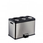Poubelle à pédale pour tri sélectif multiflux 3 x 12 litres corps en inox brossé traité antitrace 