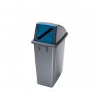 Corbeille avec couvercle ouverture frontale bleu serie office capacité 60 litres