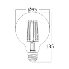 Ampoule led g95 filament 6w e27 2200k dimmable
