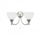 Applique alton, chrome satiné et verre, 2 ampoules