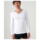 Tee-shirt DAMART Col V - Manches longues - Blanc - T.M - 12302