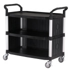 Chariot grand modèle 808LC 3, plateaux, noir, Fermé sur 3 côtés