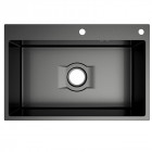 Evier de cuisine simple en inox noir -60 x 45 cm