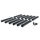 Pack de 12 caniveaux extérieurs avec grille à fentes longitudinales en plastique recyclé noir meapark - largeur utile 10cm – passage piéton