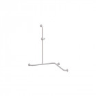 Barre de douche angle 2 murs alu époxy blanc