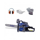Tronçonneuse thermique 44 cm3 45 cm - casque anti-bruit, lunettes et gants - htr46sup