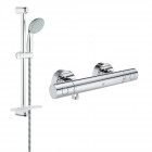 Mitigeur thermostatique douche grohtherm 800 + barre de douche + porte savon + douchette tempesta