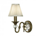Applique polina, laiton antique et cristal, abat-jour beige