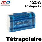 Repartiteur tétrapolaire 125a 4 pôles 10 départs