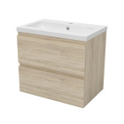 Meuble salle de bain naturel deux tiroirs avec une vasque à suspendre 60x38.5x52cm(l*w*h)