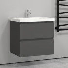 Meuble salle de bain anthracite deux tiroirs avec une vasque à suspendre 60x38.5x52cm(l*w*h)