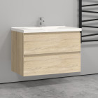 79x44.5x52(l*w*h)cm meuble salle de bain naturel avec 2 tiroirs à une fermeture amortie avec une vasque à suspendre