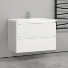 79x44.5x52(l*w*h)cm meuble salle de bain blanc avec 2 tiroirs à une fermeture amortie avec une vasque à suspendre