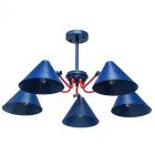 Plafonnier bleu loft 5 ampoules 40 cm