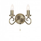Applique trafford, laiton antique, 2 ampoules