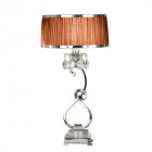 Lampe de table oksana, 61cm, nickel poli, pampilles cristal, abat-jour chocolat