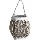 Lanterne en osier bois et verre