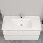 99x44.5x52(l*w*h)cm meuble salle de bain blanc avec 2 tiroirs à une fermeture amortie avec une vasque à suspendre