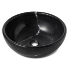 Vasque à poser ronde en véritable marbre noir 42x15 cm