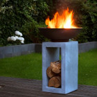 Bol à feu rond avec base à l'aspect de granit 967181