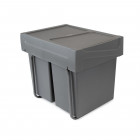Poubelles de recyclage pour la cuisine 2 x 20 L à fixation inférieure et extraction manuelle gris anthracite