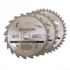 Lot de 3 lames SILVERLINE TCT Ø184 mm Alésage 30 mm - 20, 24 et 40 dents - 801292