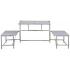 Banc de jardin convertible table + tabourets en métal