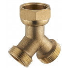 Raccord y laiton pour machine à laver : écrou libre femelle F3/4' (20x27) 2 sorties mâle M3/4' (20x27) NOYON & THIEBAULT - 841-2020C1