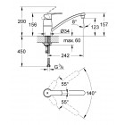 Mitigeur monocommande 1/2" évier avec bec bas GROHE 33977002