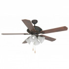 Ventilateur de plafond avec lumière marron foncé corso 4 ampoules
