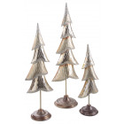 Sapin de noël en métal laqué or et pailettes (lot de 3)