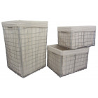 Panier à linge et corbeilles en métal argenté