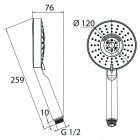 Douchette chromé ø 100 mm 3 jets différents