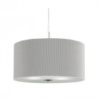 Suspension 60 cm drum pleat, en chrome et verre, abat-jour gris