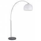 Lampadaire 1 ampoule arcs, en chrome, marbre noir et thermoplastique blanc