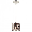 Suspension cirus, nickel brossé, bois, tissu blanc