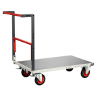 Chariot monté FLAT-PACK™ dossier repliable plateau tôle galva roues CC 400 kg - Dimensions au choix