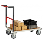 Chariot monté dossier repliable 1000 x 600 mm plateau médium roues TPE 400 kg