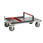Chariot monté FLAT-PACK™ dossier repliable plateau tôle galva roues TPE 400 kg - Dimensions au choix